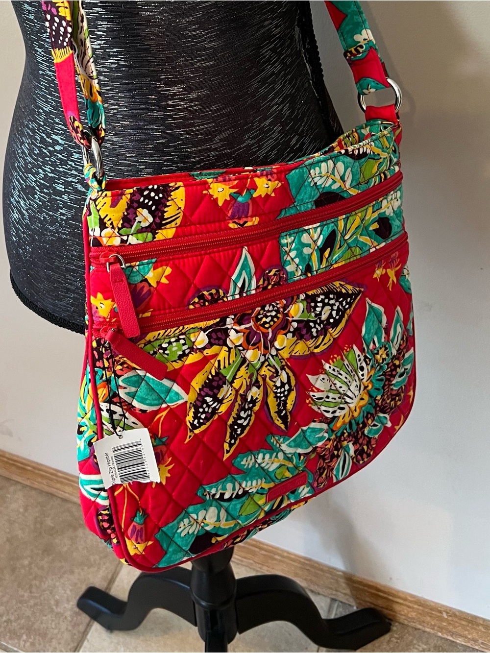 NWT Vera Bradley Triple Zip Hipster in the retired Rumba pattern.